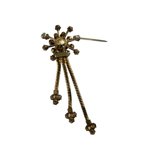 Charles Reis Co. 12kt GF Starburst Red Rhinestone Cascade Brooch Pin MCM Vtg - Picture 5 of 8